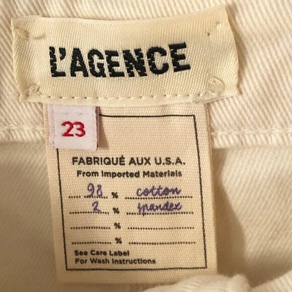 L'agence Women's Cream Cropped Denim Pants with Silver & Black Detailing Size 23 - Picture 4 of 8